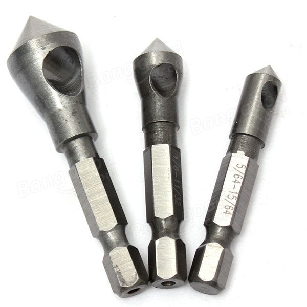 3pcs Countersink Deburring Drill Bits Chamferring Tapper Hole Cutter