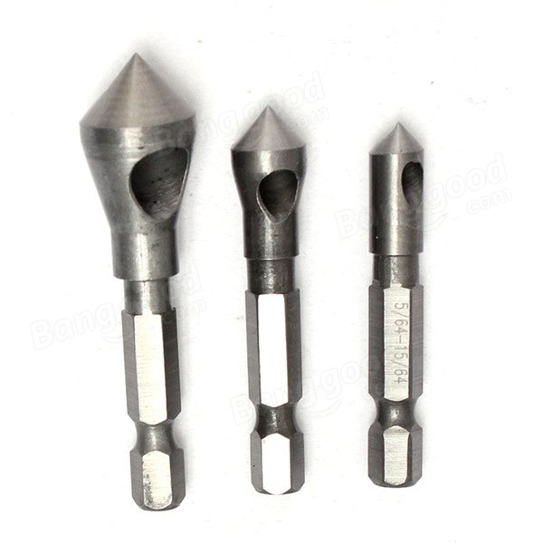 3pcs Countersink Deburring Drill Bits Chamferring Tapper Hole Cutter