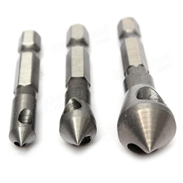 3pcs Countersink Deburring Drill Bits Chamferring Tapper Hole Cutter
