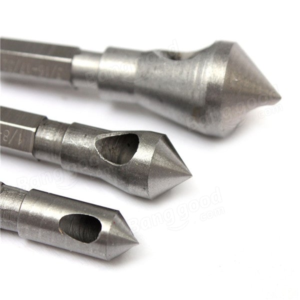3pcs Countersink Deburring Drill Bits Chamferring Tapper Hole Cutter