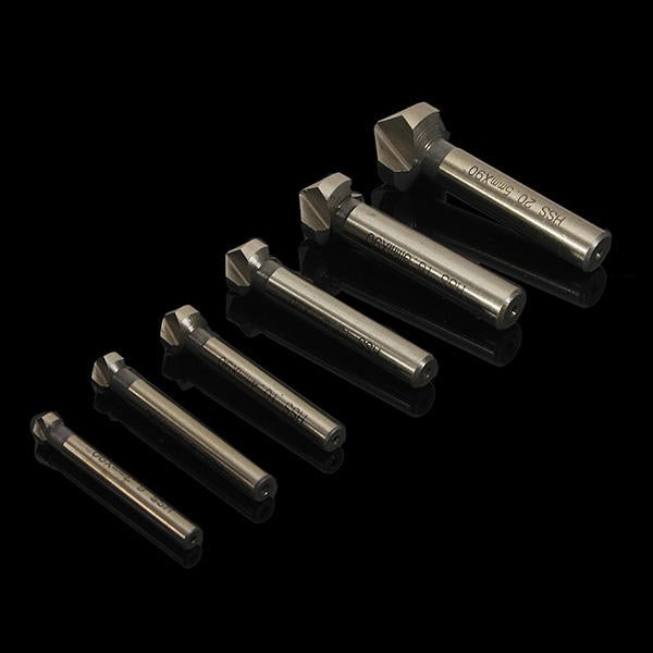 6pcs 6.3mm -20.5mm 90 Degrees HSS Countersink Drill Bits Chamfer Drills Woodworking Tool-PPT