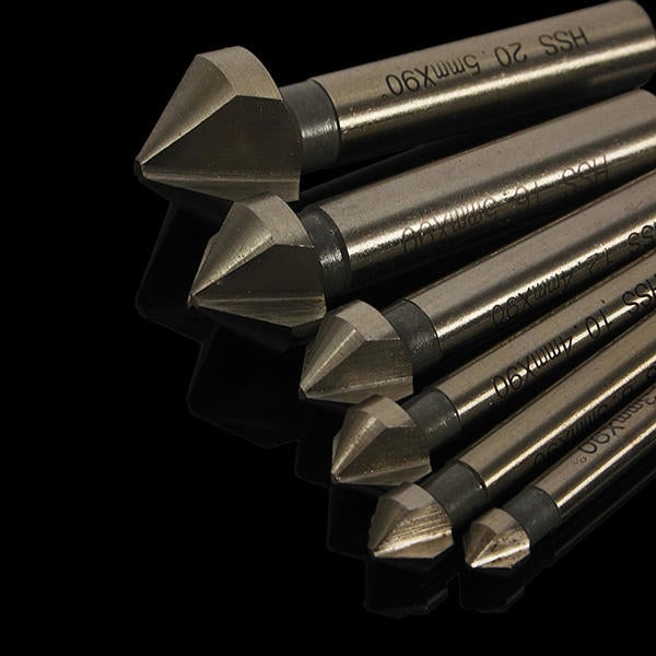 6pcs 6.3mm -20.5mm 90 Degrees HSS Countersink Drill Bits Chamfer Drills Woodworking Tool-PPT