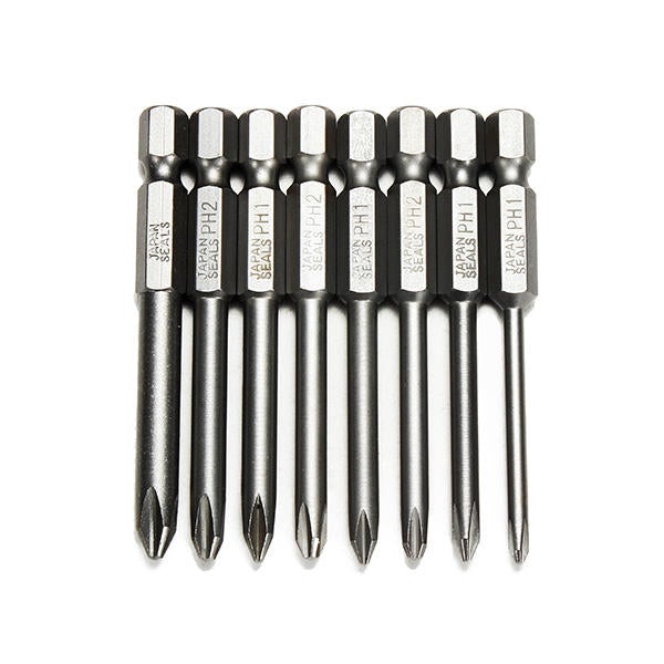 8pcs 65mm Length Hex Shank Magnetic Phillips Cross Head Screwdriver Bits
