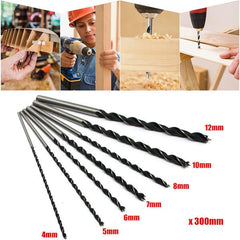 7pcs 4/5/6/7/8/10/12mm 300mm Brad Point Twist Drill Bits Set Wood Working Tool