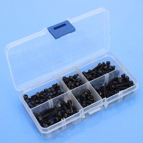 M3CH6 M3 Carbon Steel Allen Bolt 4-20mm Hex Socket Cap Screw Metric Assortment Kit 180pcs