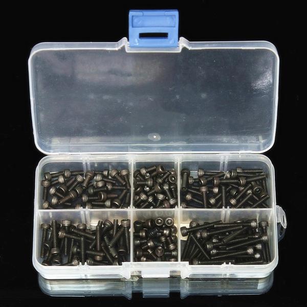 M3CH6 M3 Carbon Steel Allen Bolt 4-20mm Hex Socket Cap Screw Metric Assortment Kit 180pcs