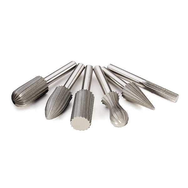 6pcs 6mm Shank Tungsten Steel Rotary File Cutter Engraving Grinding Bit For Rotary Tools