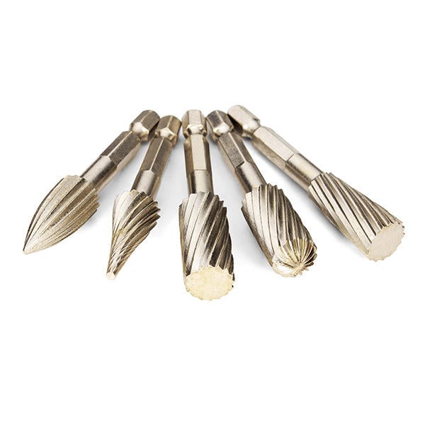5pcs 6.35mm Hex Rotary Burr Set 12.7mm Head HSS File Cutter Electric Grinding Tool