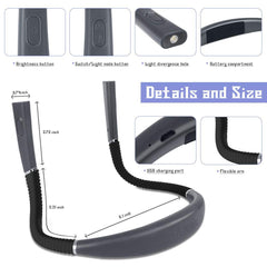 3 Colors 8 LED Flexible Hanging Neck Light Reading Light Rechargeable Book Light for Reading Knitting Camping Repairing Running