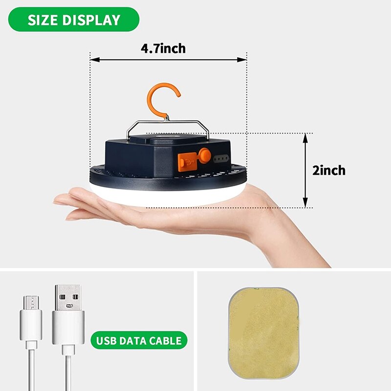 Portable LED Camping Lantern, 7200MAh Tent Light 30W with Hooks, IP65 Waterproof Power Bank Failure Emergency Light