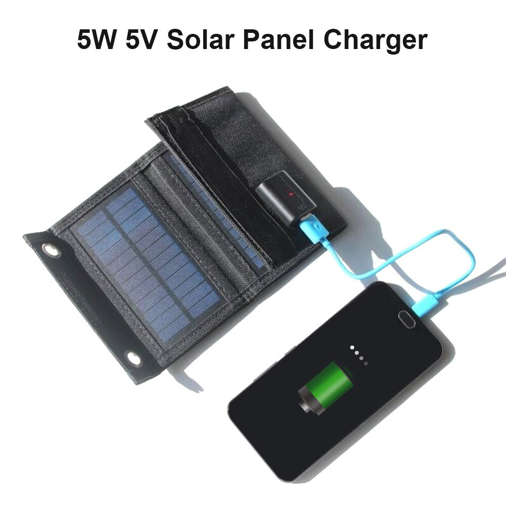 Solar Panel 5W 5V Folding USB Battery Portable Solar Charger Waterproof Solar Battery for Mobile Phone Outdoor