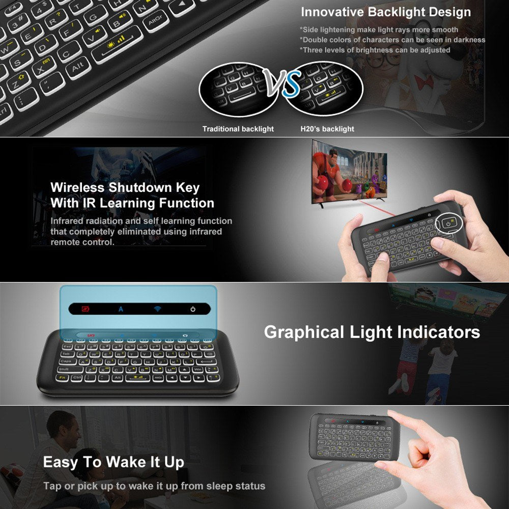 2.4GHz Backlight Colorful Wireless Keyboard with Large Touchpad for Smart TV Android Box PC Laptop