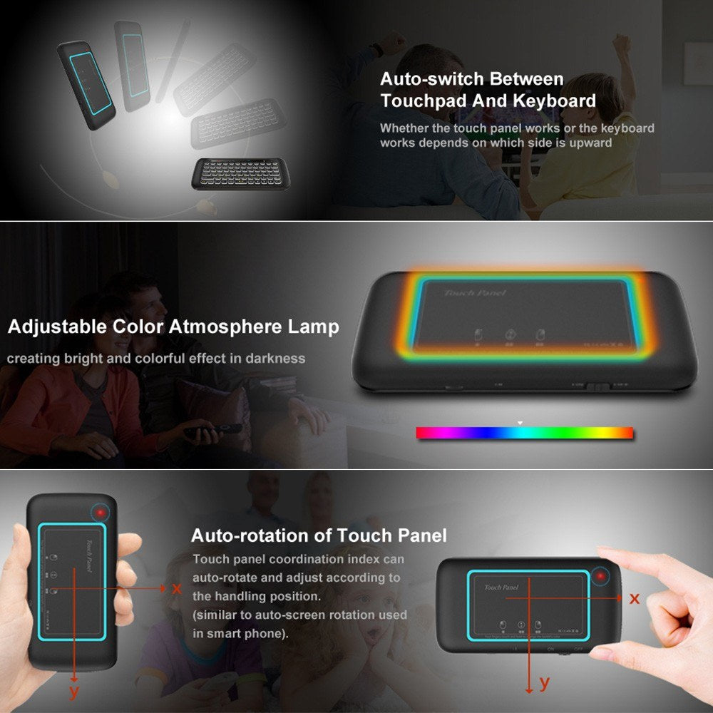 2.4GHz Backlight Colorful Wireless Keyboard with Large Touchpad for Smart TV Android Box PC Laptop