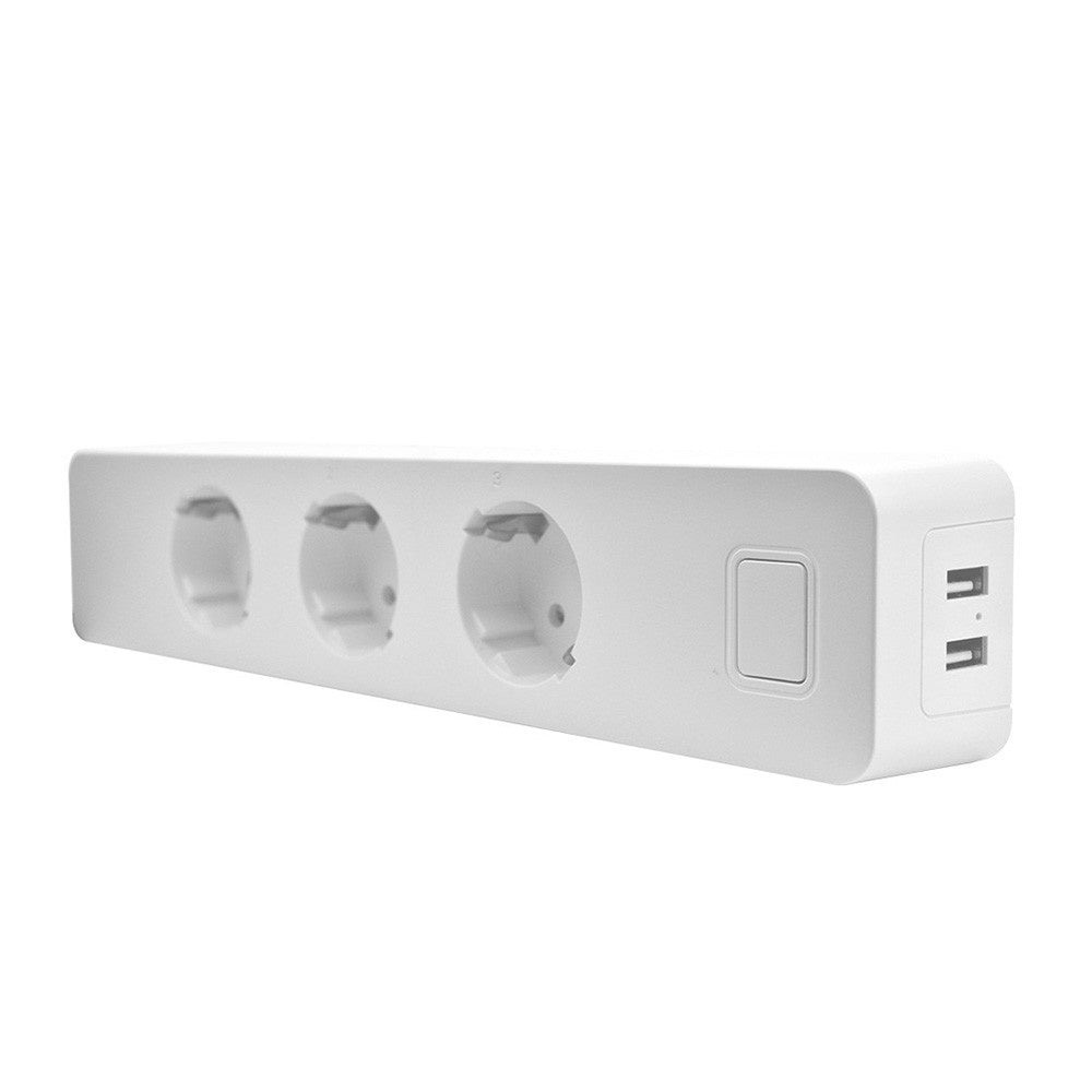 Smart WIFI Power Strip EU Standard with 3 Plug and 2 USB Port Compatible Amazon Alexa Google
