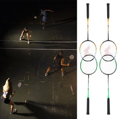 2 Player Badminton Bat Replacement Set Ultra Light Carbon Fiber Racquet with Bag