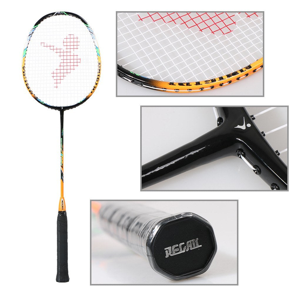 2 Player Badminton Bat Replacement Set Ultra Light Carbon Fiber Racquet with Bag