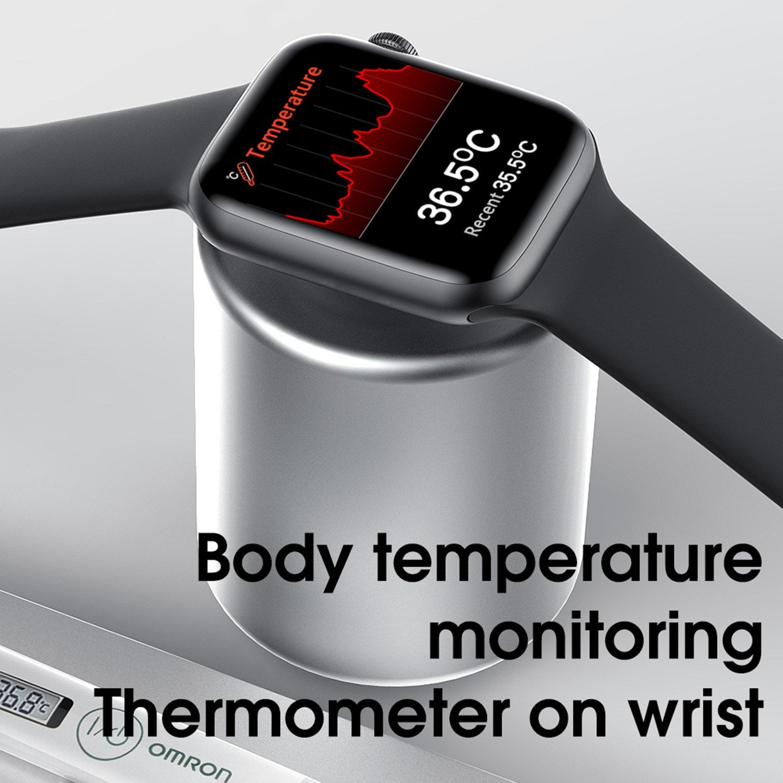 1.75 Inch IPS Screen Intelligent Sport Watch Temperature Heart Rate Blood Pressure/Oxygen Monitor
