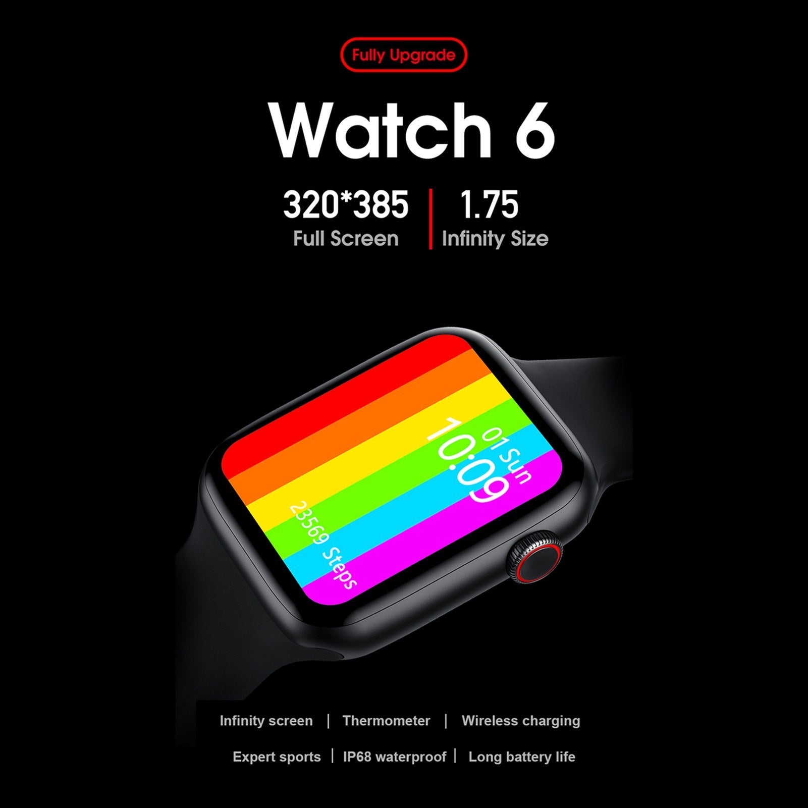 1.75 Inch IPS Screen Intelligent Sport Watch Temperature Heart Rate Blood Pressure/Oxygen Monitor