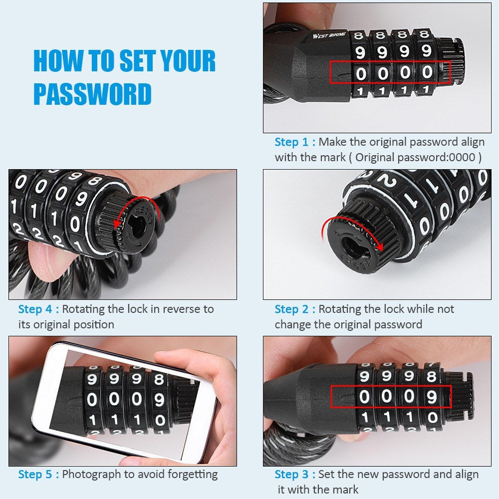 Portable Bicycle Helmet Lock Mini Burglar Padlock Anti-theft for MTB Motorcycle Electric Scooter