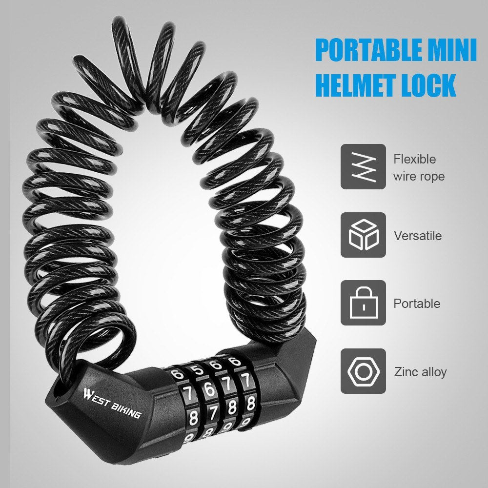 Portable Bicycle Helmet Lock Mini Burglar Padlock Anti-theft for MTB Motorcycle Electric Scooter