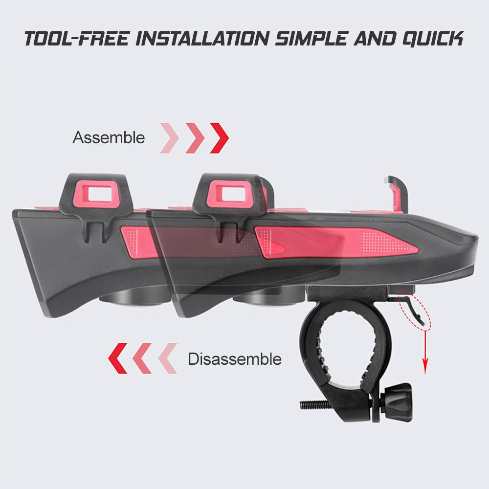 4 IN 1 Multifunctional Bike Light Bicycle Horn Lamp with Mobile Phone Bracket