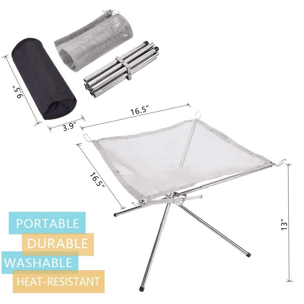 Camping Campfire Fire Rack Backyard Heating Mesh Pit Folding Wood Stoves Bonfire Frame