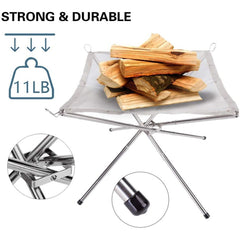 Camping Campfire Fire Rack Backyard Heating Mesh Pit Folding Wood Stoves Bonfire Frame