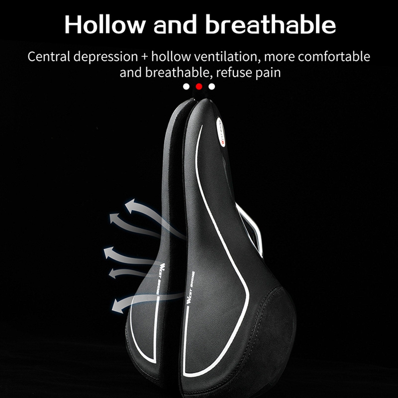 Bicycle Saddle With Taillight Cycling Cushion Shockproof Breathable Bike Rear Light