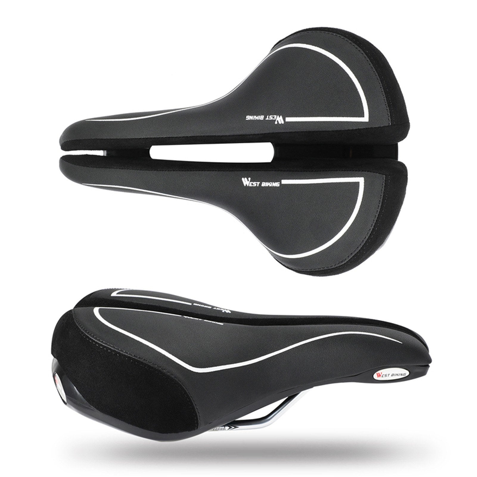 Bicycle Saddle With Taillight Cycling Cushion Shockproof Breathable Bike Rear Light