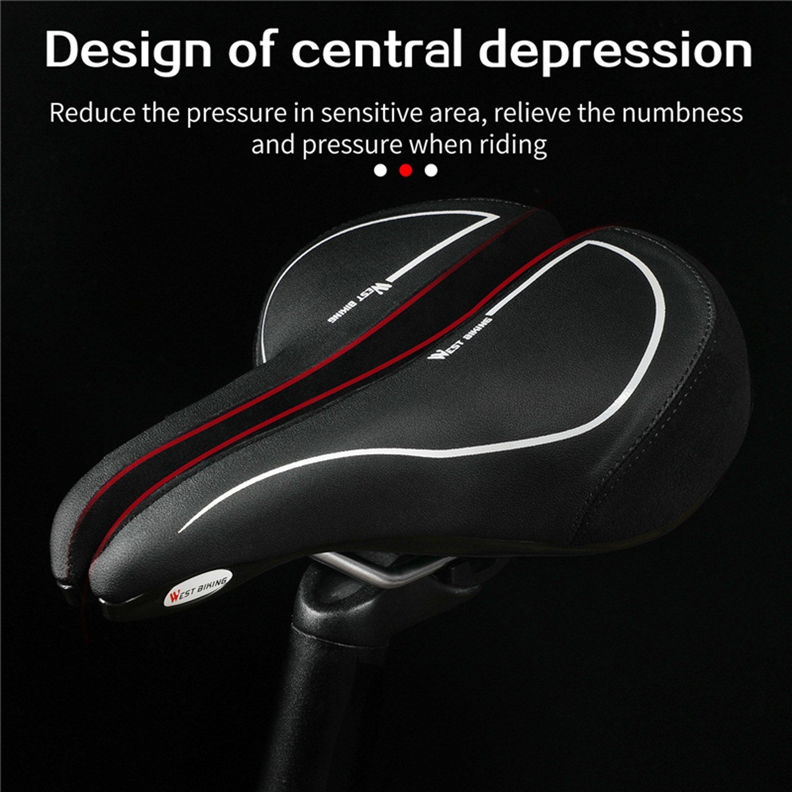Bicycle Saddle With Taillight Cycling Cushion Shockproof Breathable Bike Rear Light