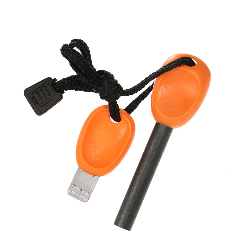 Outdoor Fire Starter Lighter Flint with Emergency Whistle Survival Kit Portable Camping Tool