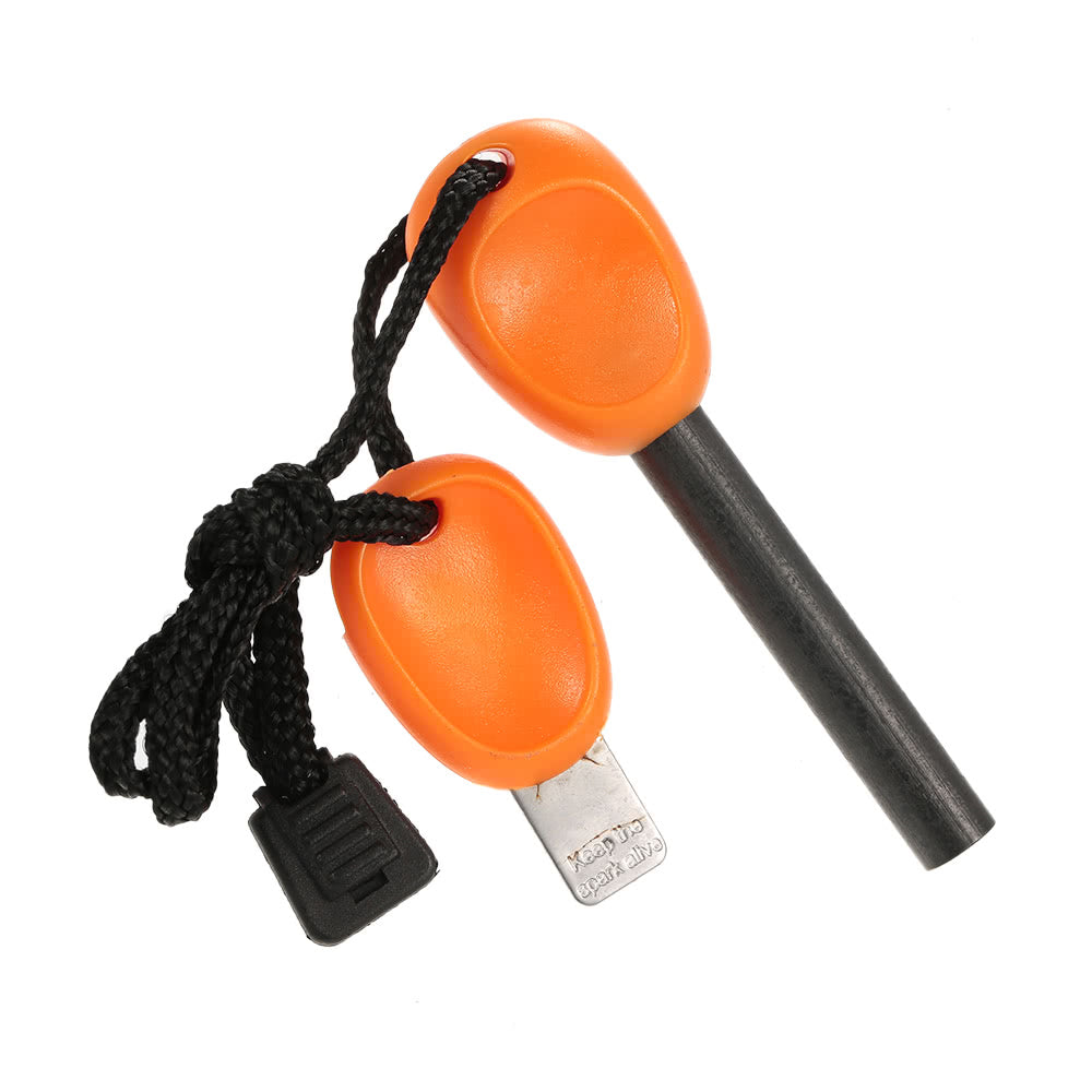 Outdoor Fire Starter Lighter Flint with Emergency Whistle Survival Kit Portable Camping Tool