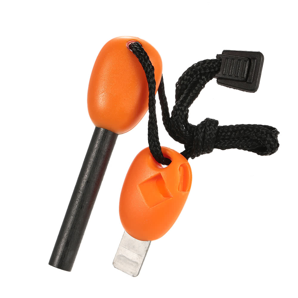 Outdoor Fire Starter Lighter Flint with Emergency Whistle Survival Kit Portable Camping Tool