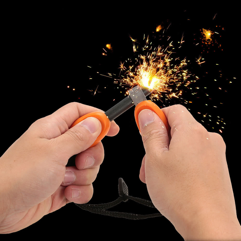 Outdoor Fire Starter Lighter Flint with Emergency Whistle Survival Kit Portable Camping Tool