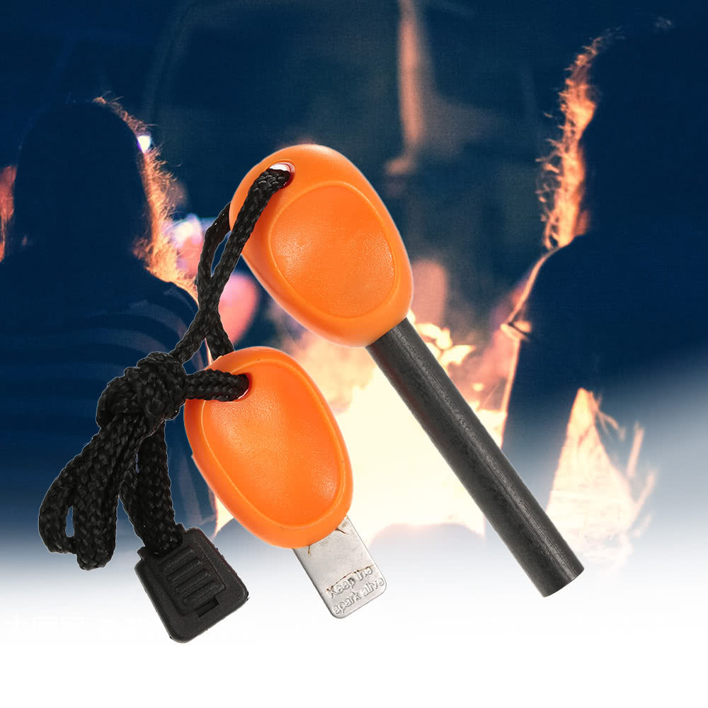 Outdoor Fire Starter Lighter Flint with Emergency Whistle Survival Kit Portable Camping Tool