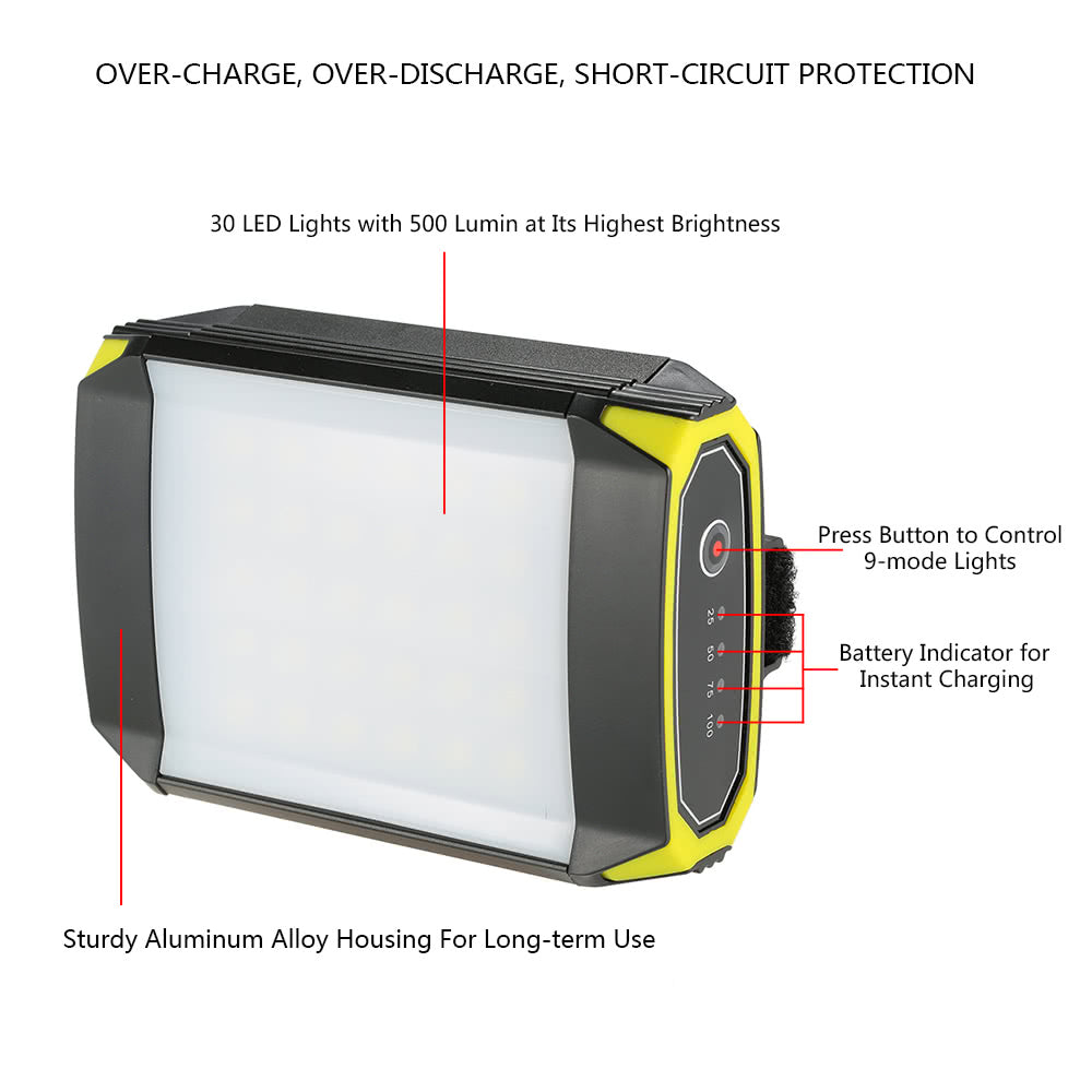 500LM Rechargeable Portable 30 LED Lantern Light Lamp for Outdoor Emergency Hiking Camping Travel