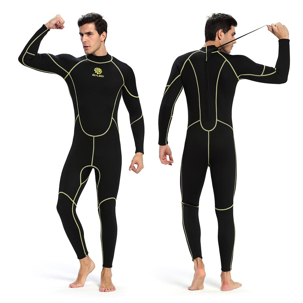 Men's 3mm Back Zip Full Body Wetsuit Swimming Surfing Diving Snorkeling Suit Jumpsuit