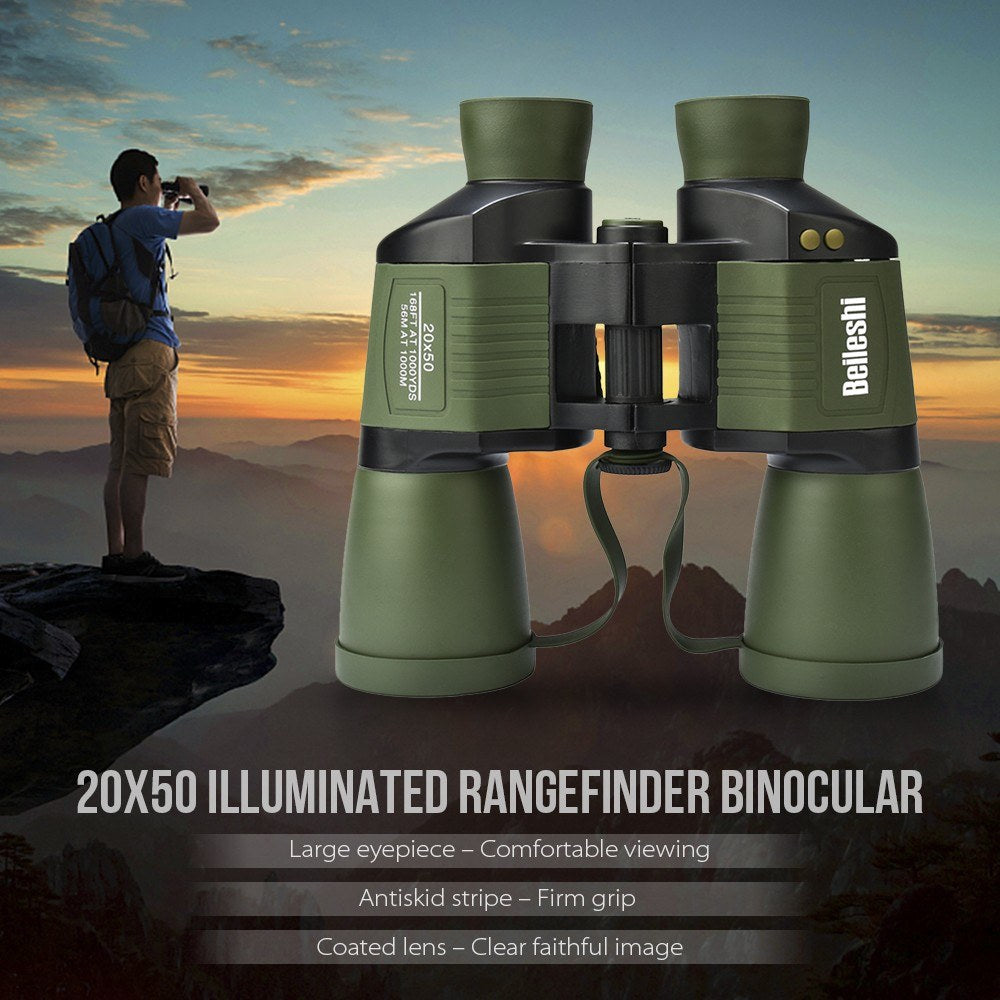 20x50 Binoculars Telescope Illuminated Outdoor Birding Traveling Sightseeing Hunting Rangefinder Scale