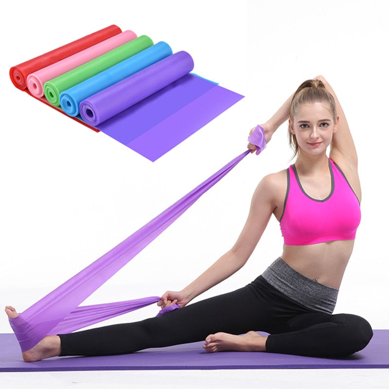 Yoga Pilates Natural Gym Stretch Resistance Exercise Fitness Training Elastic 150cm Rubber Band