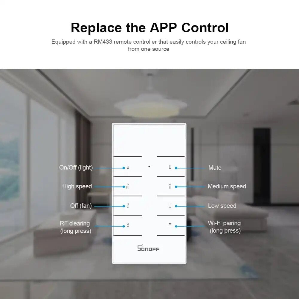 WiFi Ceiling Fan And Light Controller 100-120V eWeLink APP/ 433MHz RF Remote Control Smart Home Works Alexa