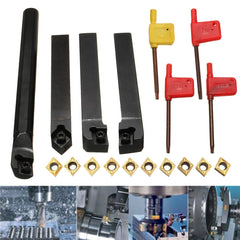 4pcs 12mm Lathe Boring Bar Turning Tool Holder With 10pcs CCMT09T304 Carbide Inserts