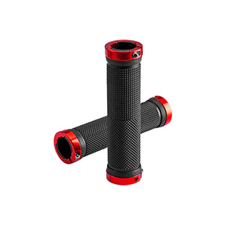1Pair TPR Rubber Anti-Slip Bicycle Handlebars Bilateral Lockout Aluminum Alloy Latch