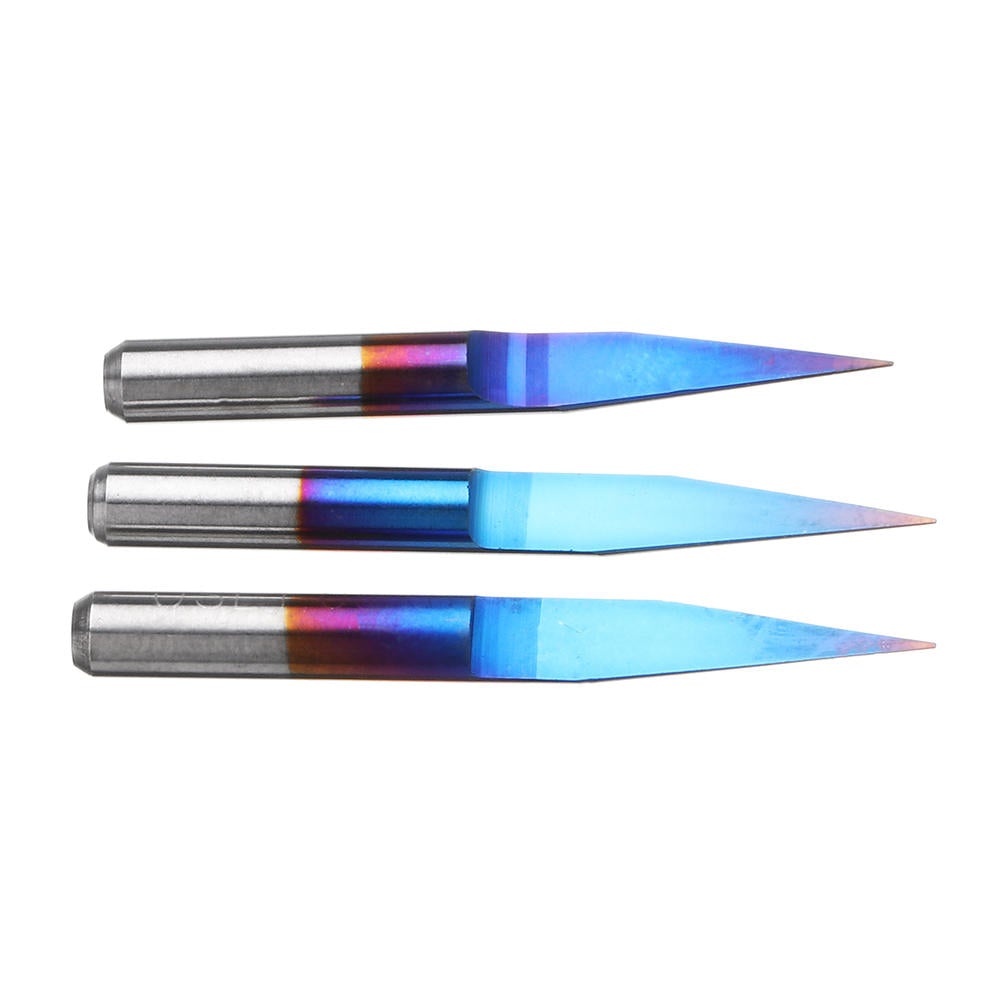 10pcs 0.1/0.2/0.3mm 15 Degree Blue Nano Coated Carbide Engraving Bit Flat Bottom PCB Engraving Bit CNC Router Tool