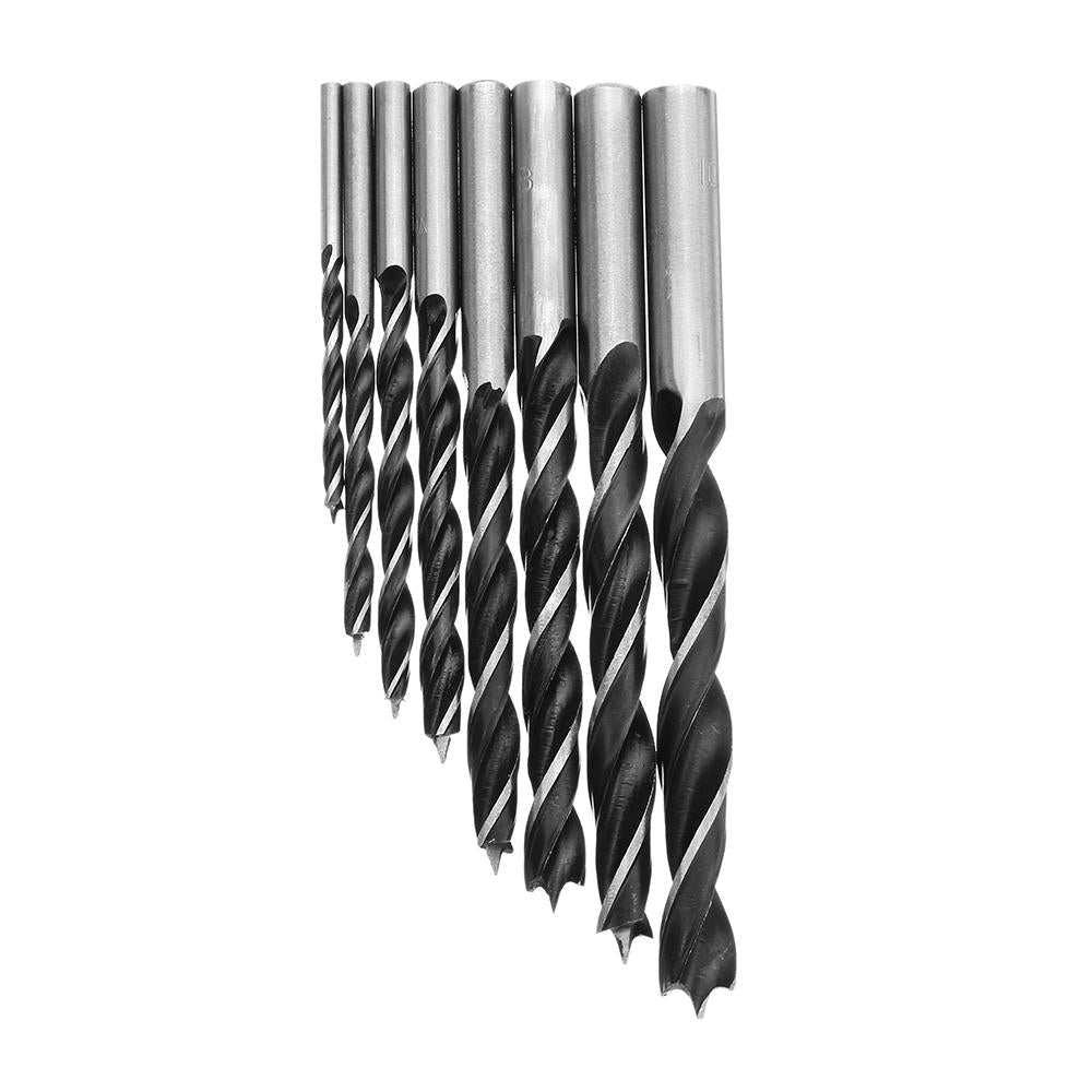 8pcs 3-10mm Twist Drill Bit Carbon Steel 3 Flutes Wood Drill Bit Tool