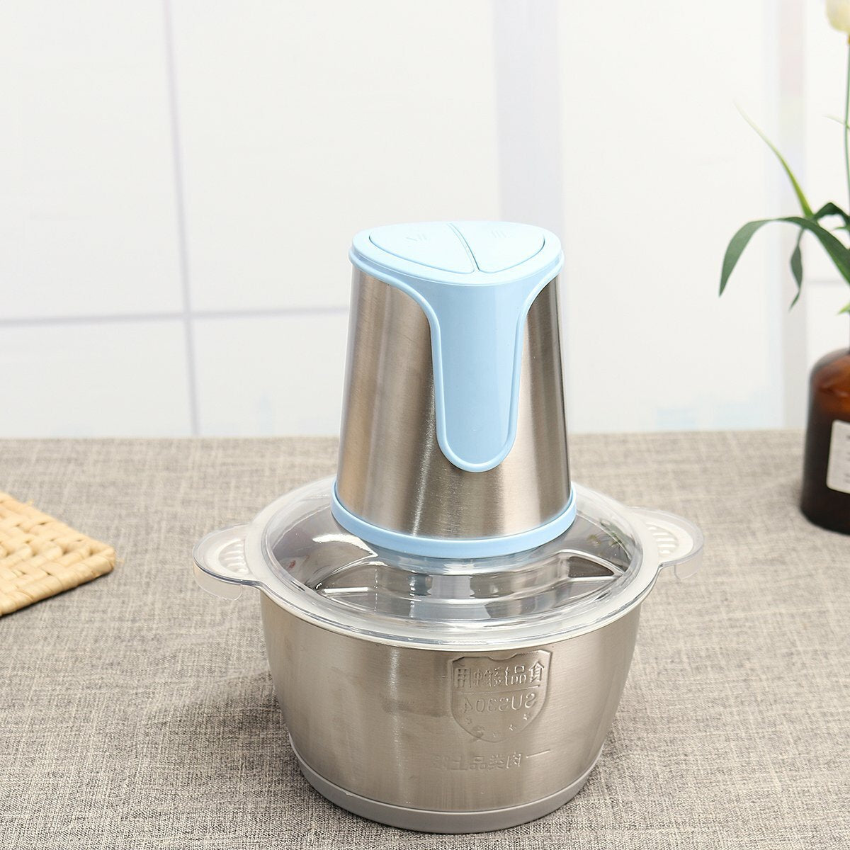 Blender Stainless Steel Meat Grinder Home Electric Chopper Food Mincing Machine 300W 2L