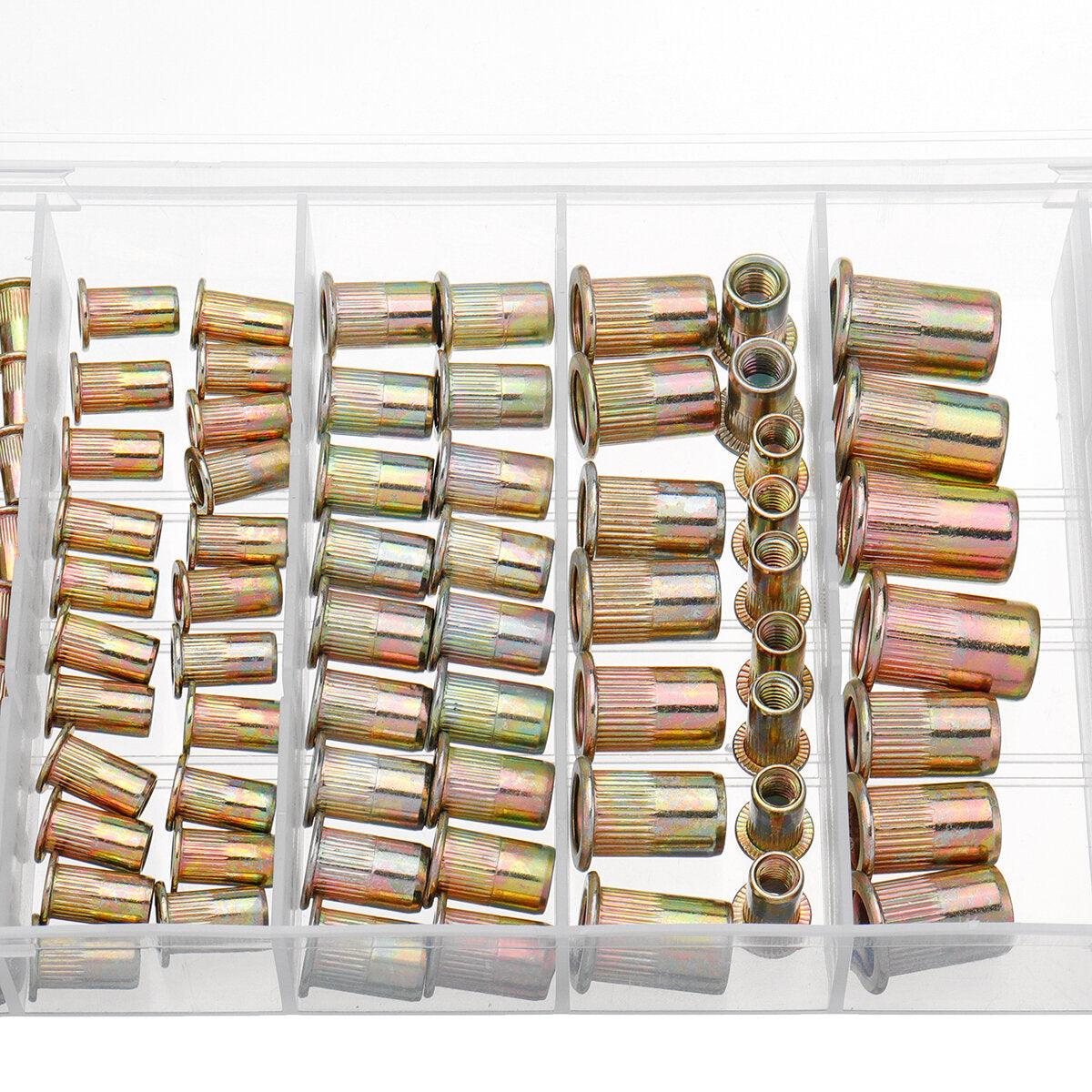 165PCS M3 M4 M5 M6 M8 M10 M12 Mixed Zinc Plated Carbon Steel Rivet Nut Insert Nuts Assortment Kit