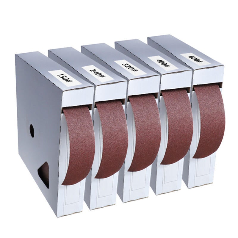 50 Meters 150-600 Grit Box Sanding Belt Roll Drawable Emery Cloth Sandpaper Sanding Pack Roll for Wood Turners wood working Metal Grinding Polishing
