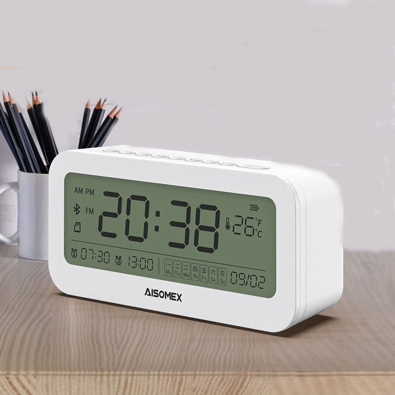 Bluetooth Speaker LED Screen Alarm Clock Day Demperature Display 3 Mode Night Light Outdoor Stereo Subwoofer