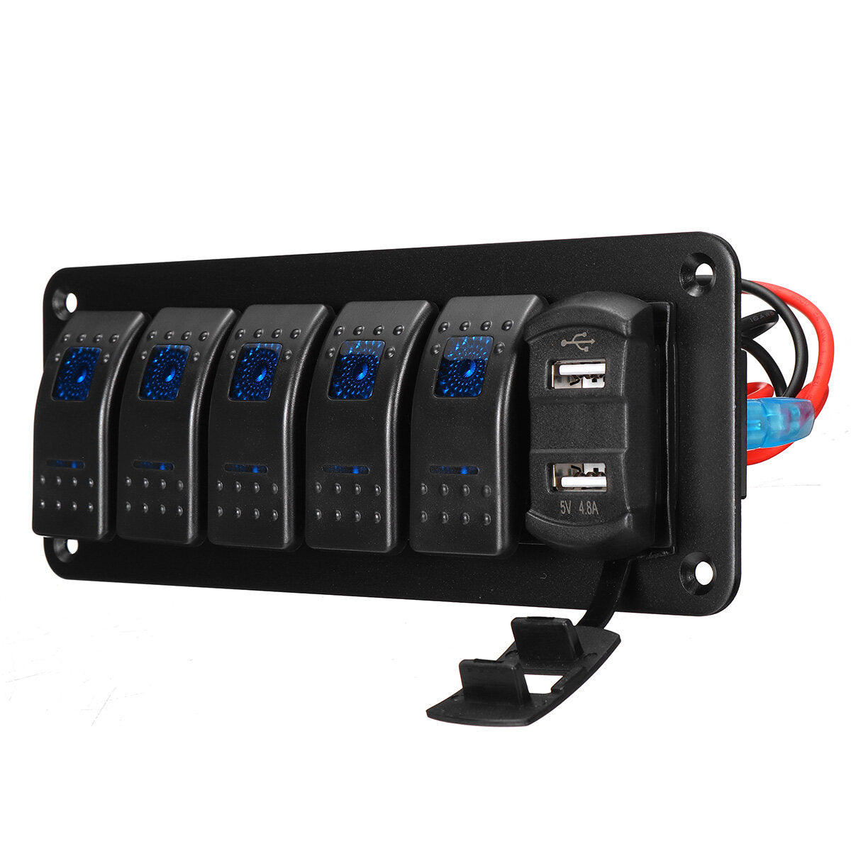 4/5/6 Gang Green Rocker Switch Panel Circuit Breaker LED Waterproof Car Marine Blue