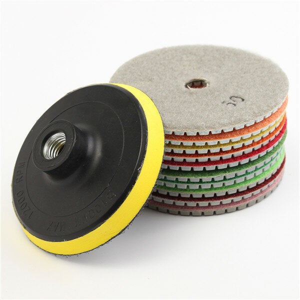 10pcs 4 Inch 50 to 3000 Grit Diamond Polishing Pads With Backer Pad